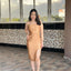 Vestido Asymmetric Slit - Beige