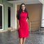 Vestido con Volantes en Cuello y Hombros - Rojo