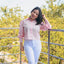 Blusa Manga Larga con Detalles de Perlitas - Rosado Pastel