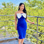 Vestido Statement Bow - Azul/Blanco