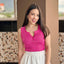 Blusa Top Corto Estilo Henley - Rosado