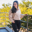 Blusa Manga Larga con Detalles de Perlitas - Beige Claro