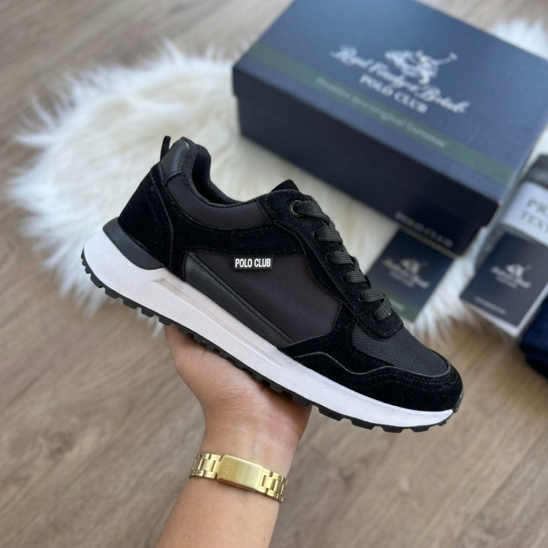Zapatos Polo Club Retro Runner - Negro/Gris