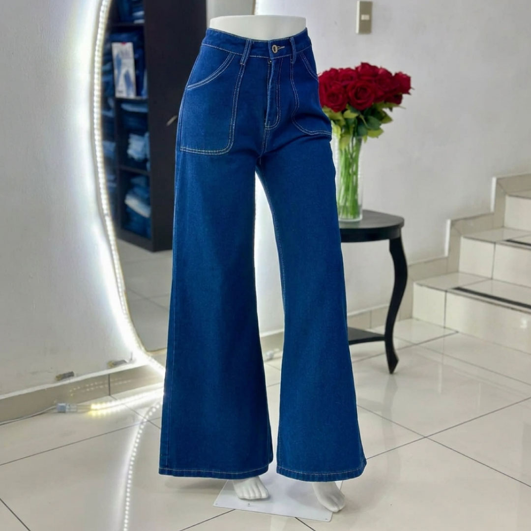 Jeans Wide Leg Utility Pocket - Denim
