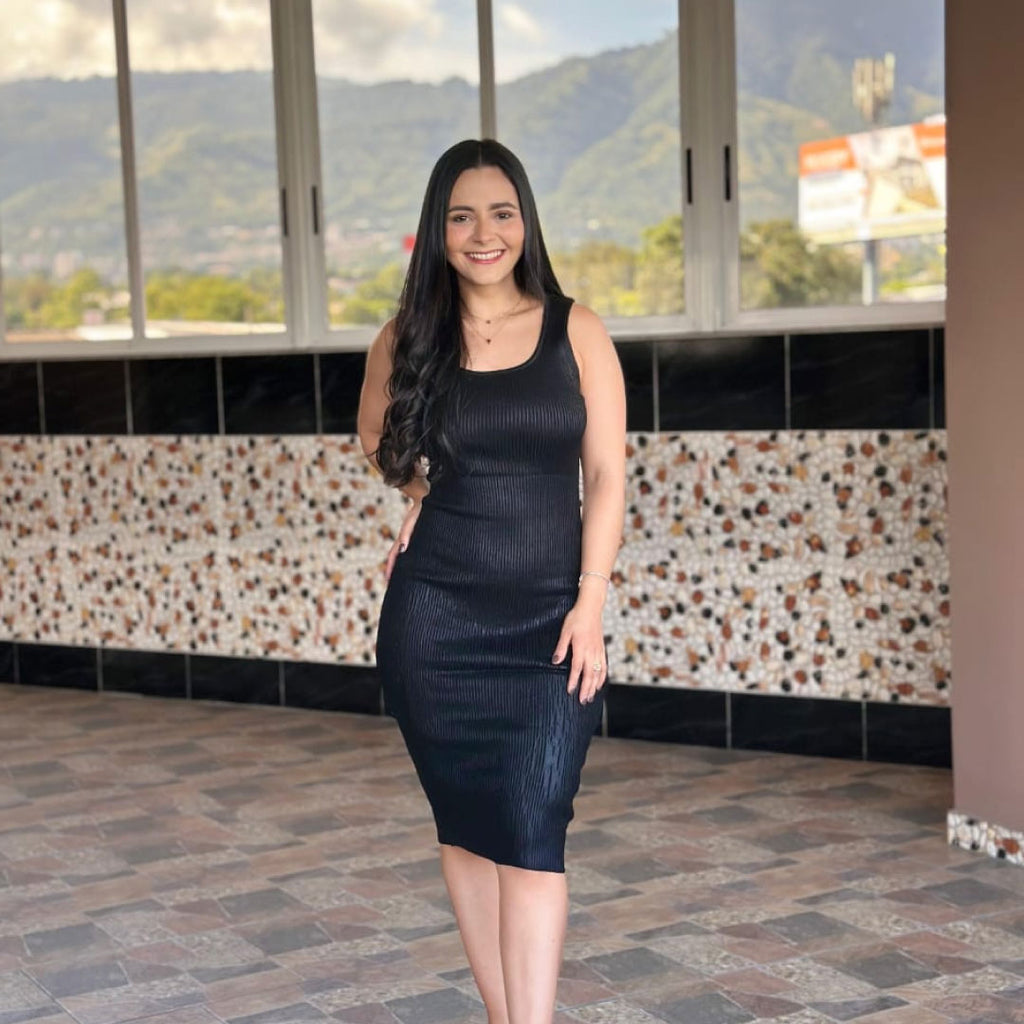 Vestido Open Back Ribbed - Negro