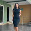 Vestido Escote V Sutil - Negro