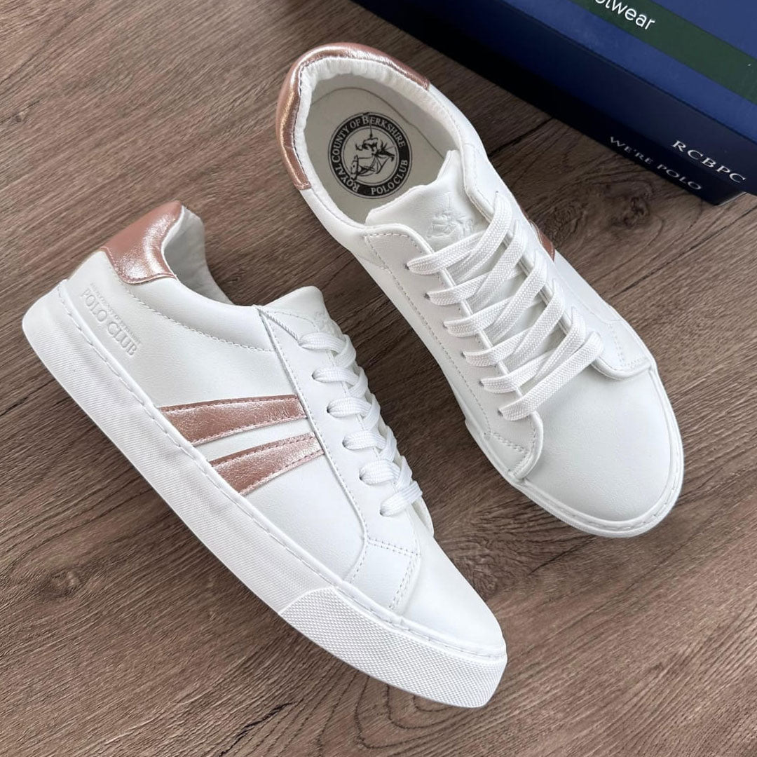 Zapatos Polo Club Metallic Stripe - Blanco/Rosado Platinado