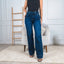 Jeans Wide Leg Round Buckle - Denim