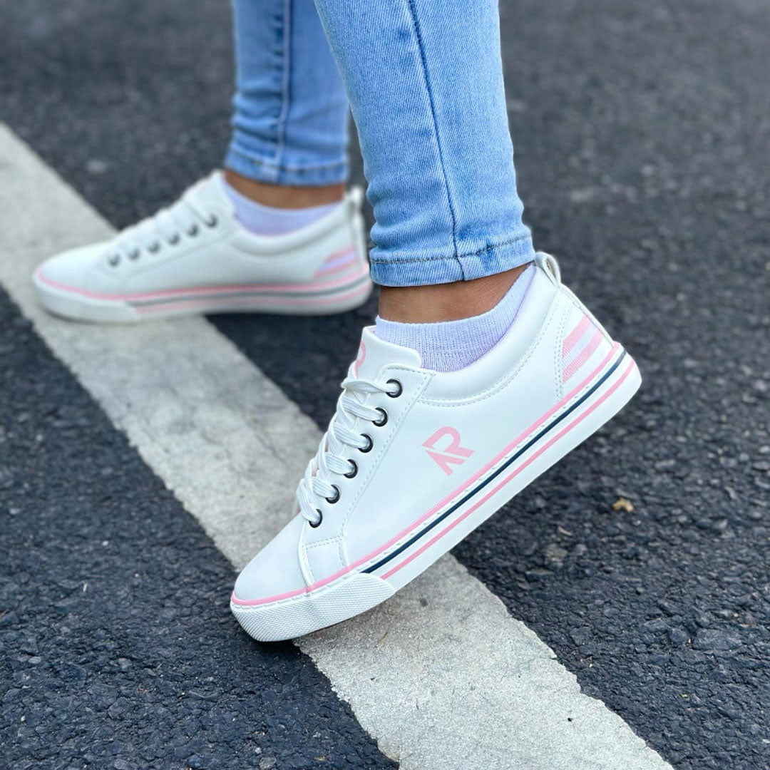 Zapatos Rubinos Pink Stripe - Blanco/Rosado
