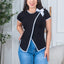 Blusa Acanalada Bow Trim - Negro