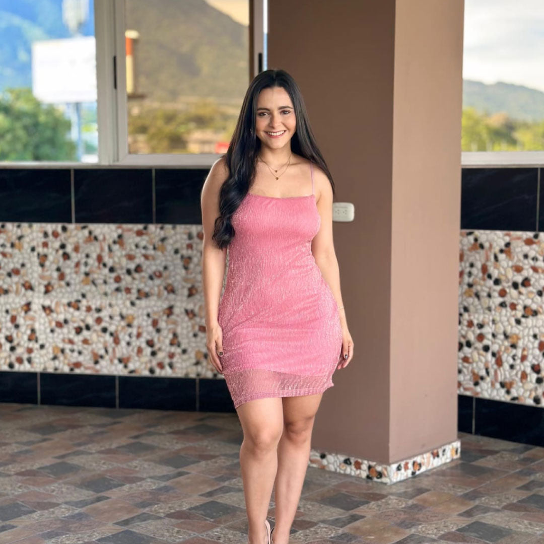 Vestido Shimmer Overlay - Rosado Claro Imagen principal del producto