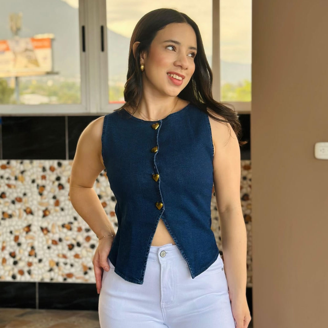 Chaleco Denim Entallado - Denim