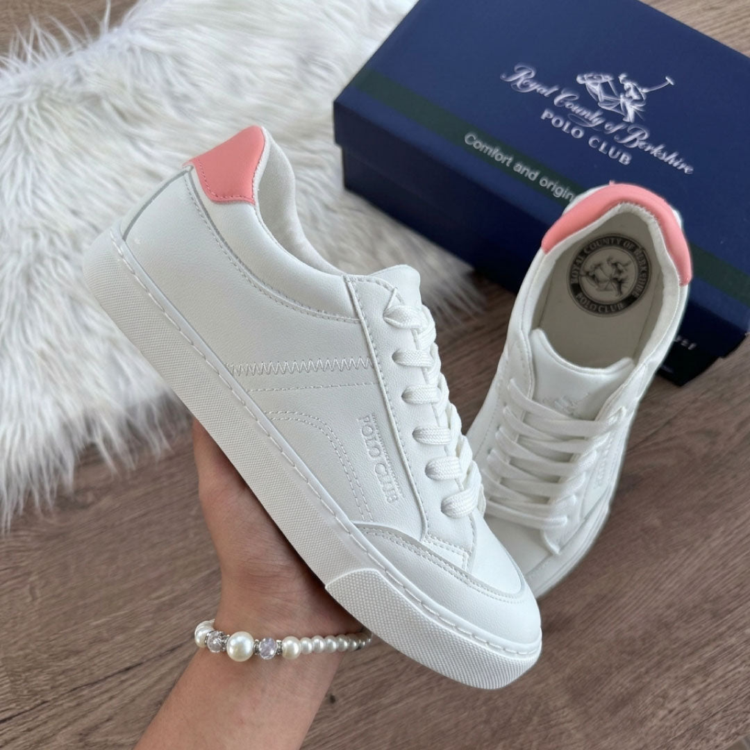 Zapatos Polo Club Minimal Stitch - Blanco/Rosado