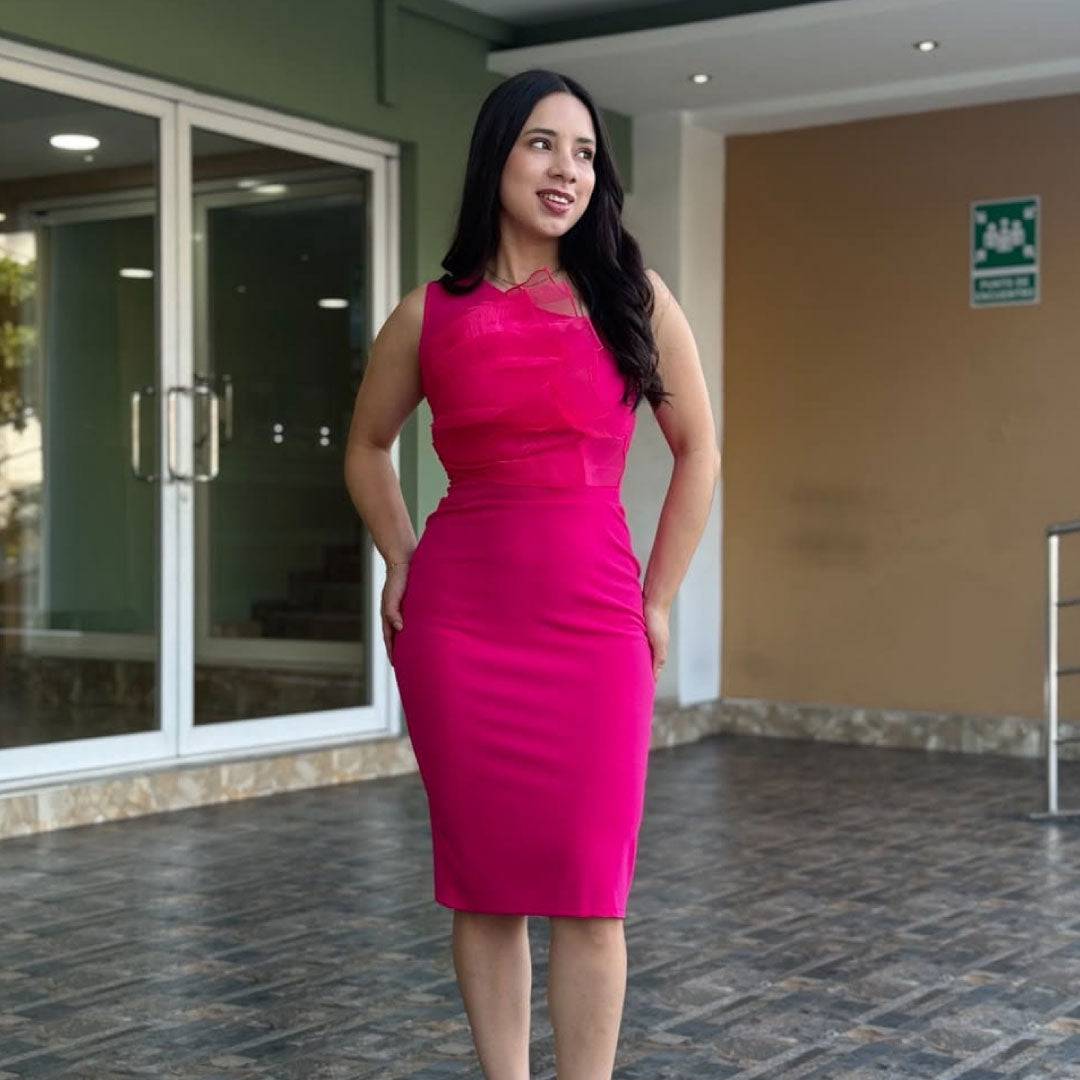 Vestido Asymmetric Ruffle - Rosado