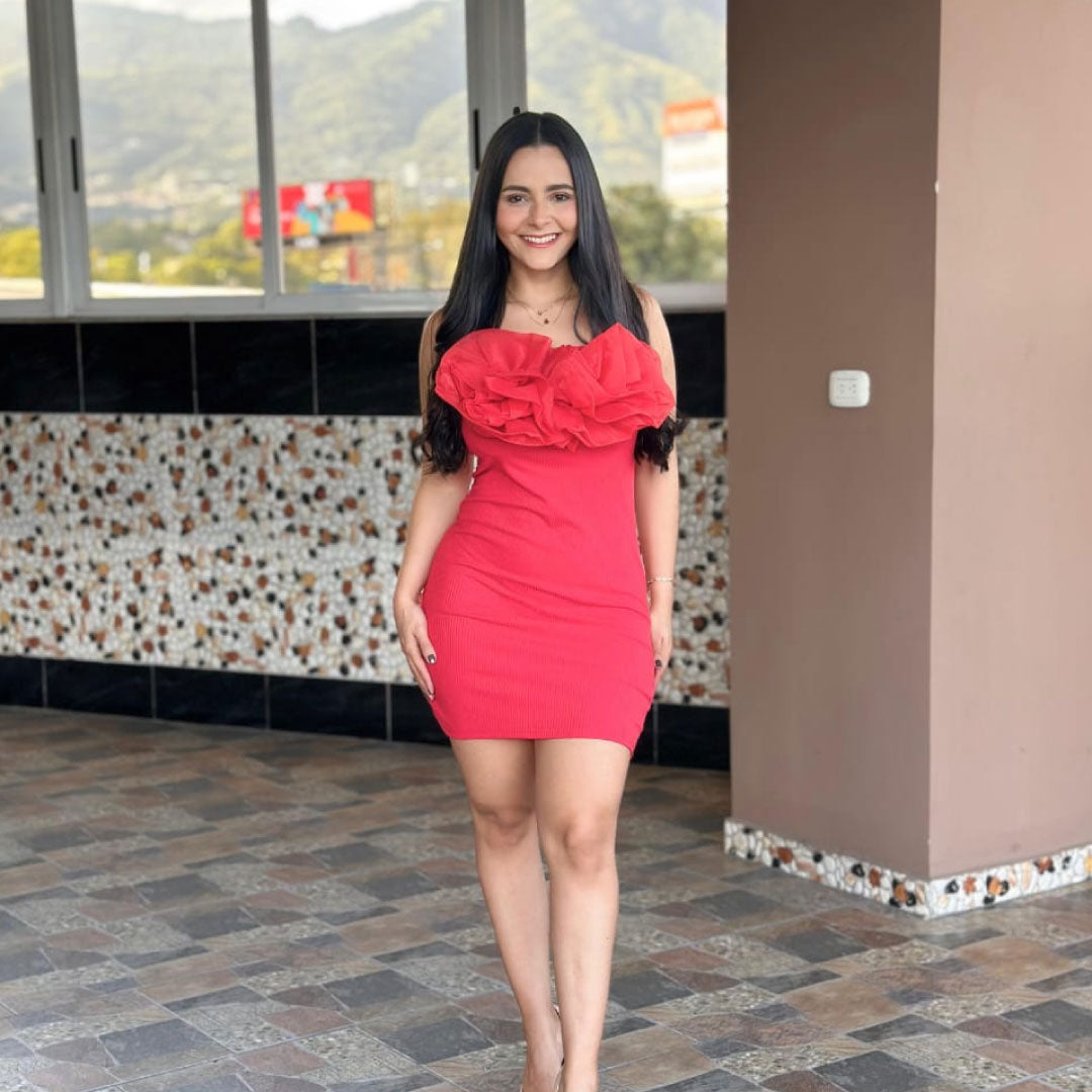 Vestido Sculptural Bloom - Rojo Imagen principal del producto