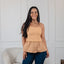 Blusa Peplum de Tirantes - Beige