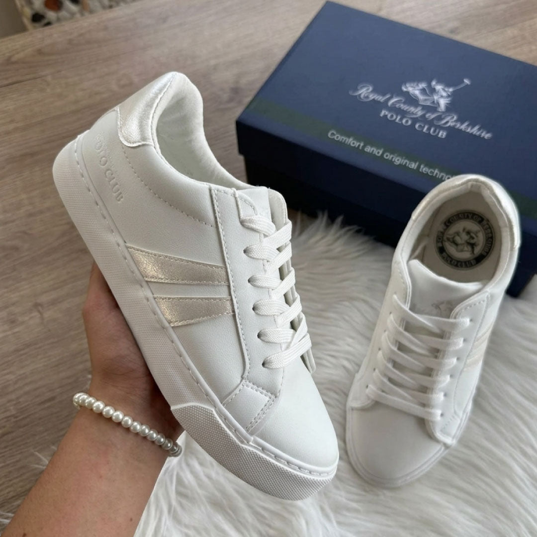 Zapatos Polo Club Metallic Stripe - Blanco/Plateado Imagen principal del producto