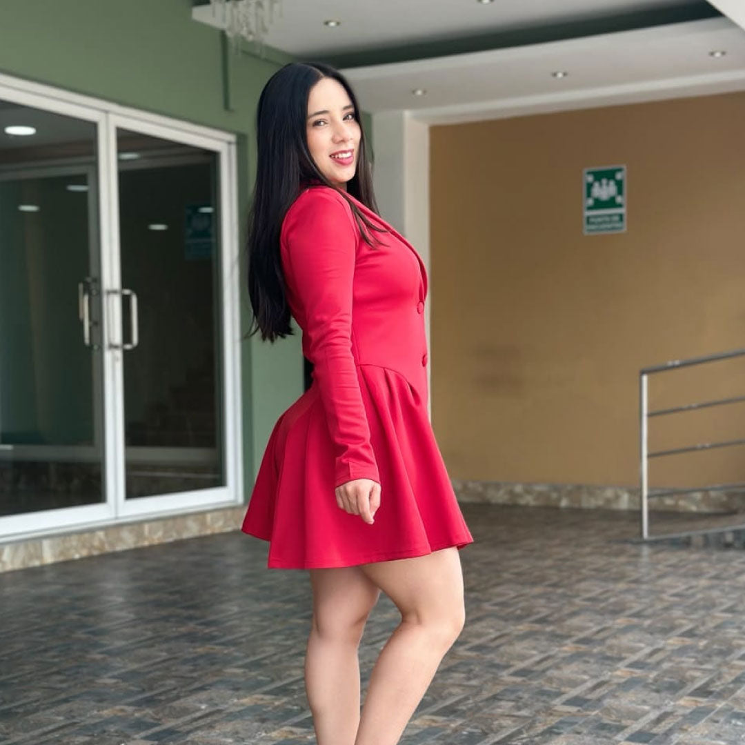 Vestido Blazer Plisado - Rosado Rojizo