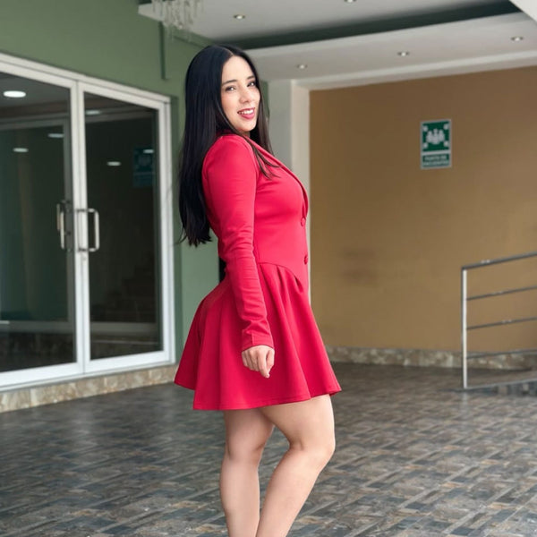 Vestido Blazer Plisado - Rosado Rojizo