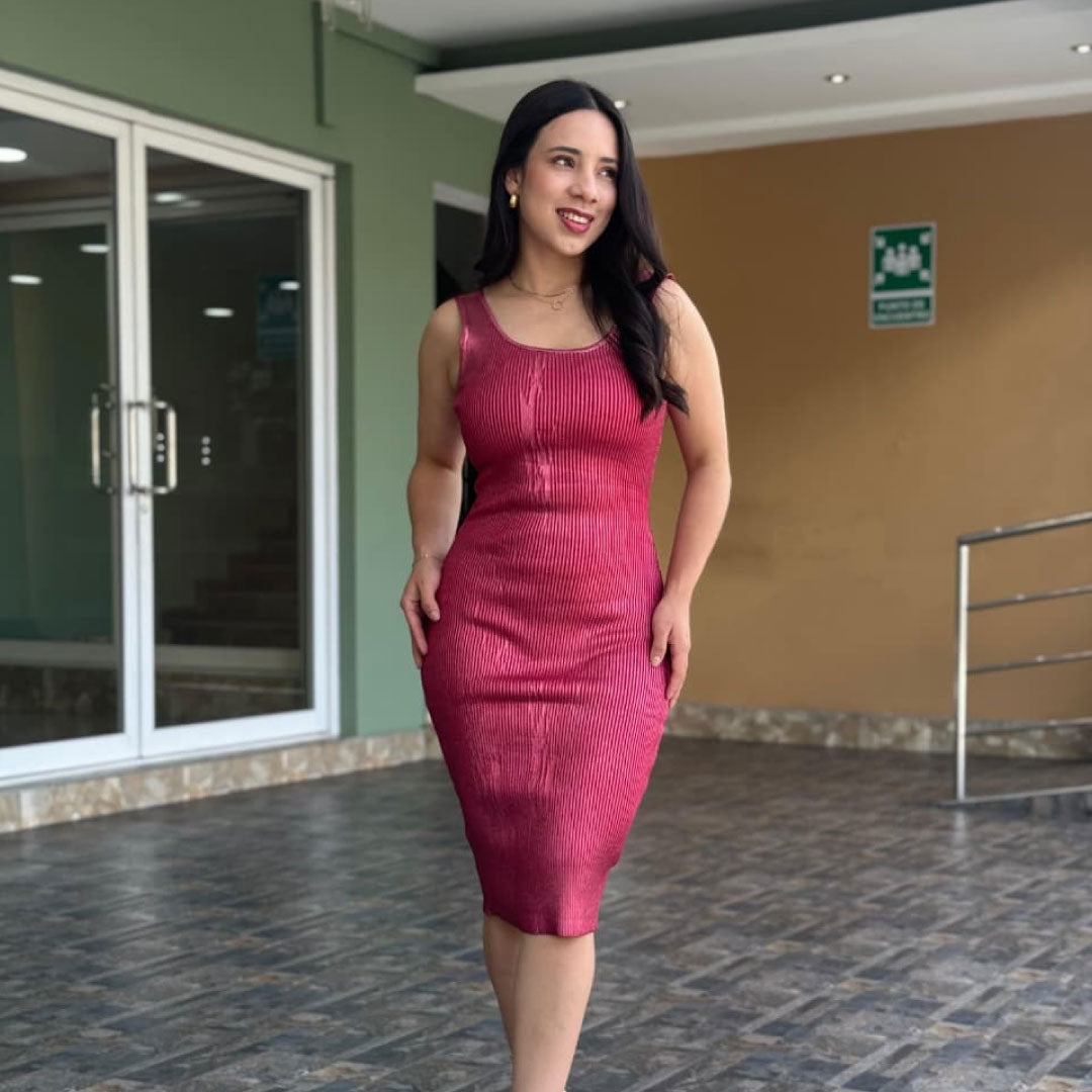 Vestido Open Back Ribbed - Ocre