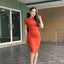 Vestido Manga Pétalo - Rojo Coral