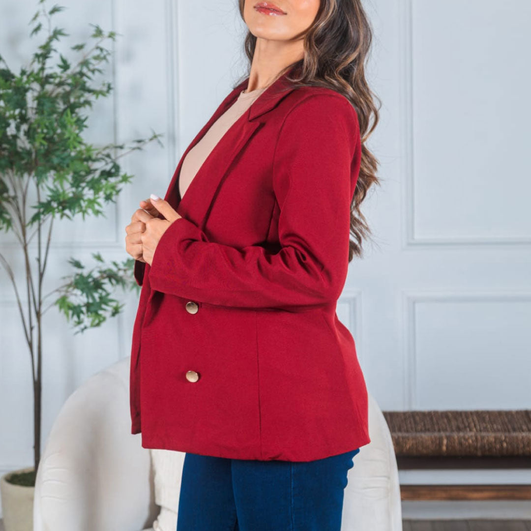 Blazer Sastre con Botones Dorados - Ocre